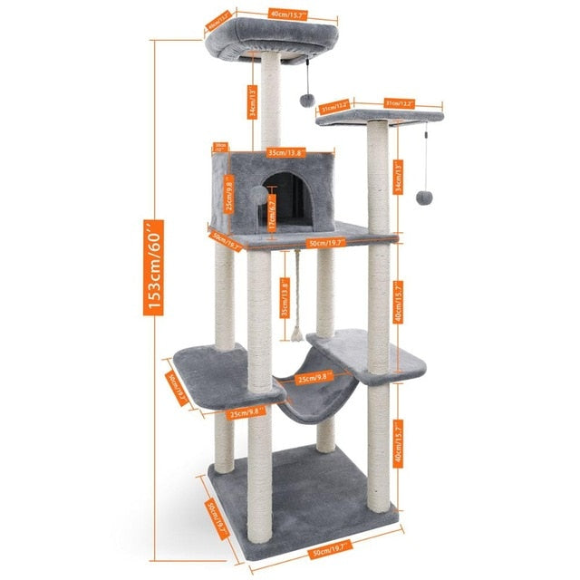 Multilevel Cat Towers with Luxury Condos Cat Tree Scratching Post