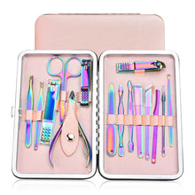 Load image into Gallery viewer, Rainbow Manicure Set Stainless Steel with Case Box
