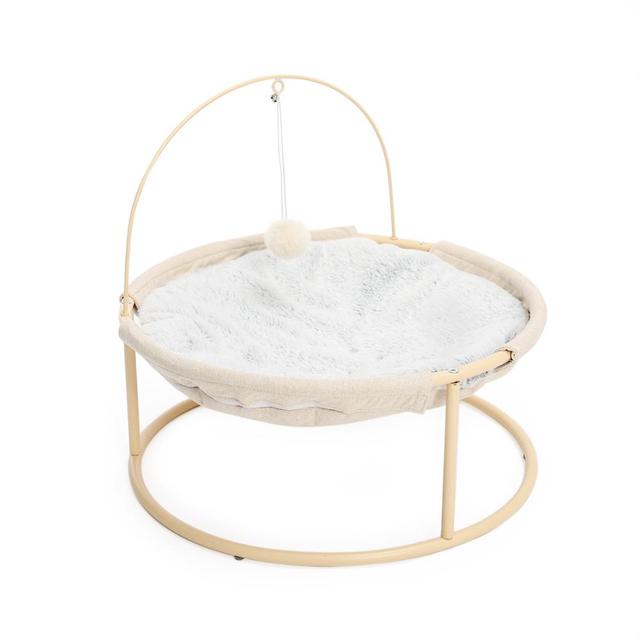 Soft Plush Cat Hammock Detachable Pet Bed with Dangling Ball