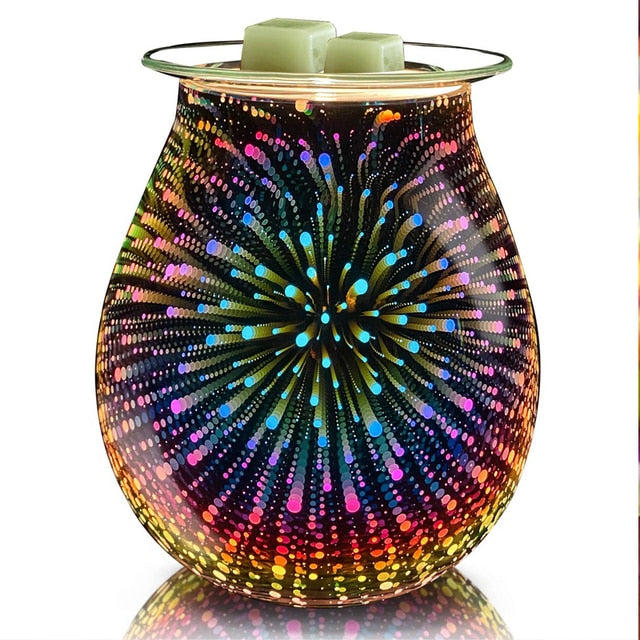 Aroma Electric 3D Glass Wax Melt Burner Starburst Fireworks Glass