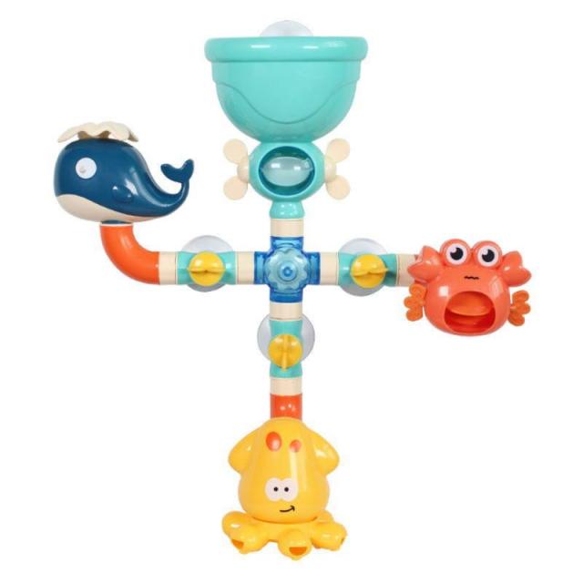 Bath Toys DIY Pipes Tubes With Spinning Waterfall For Toddlers Kids Boys Girls