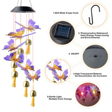 Load image into Gallery viewer, LED Color Changing Waterproof Solar Wind Chimes Light Garden Butterfly
