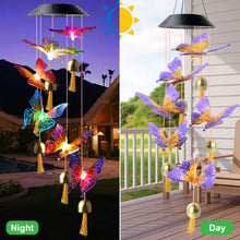 Load image into Gallery viewer, LED Color Changing Waterproof Solar Wind Chimes Light Garden Butterfly
